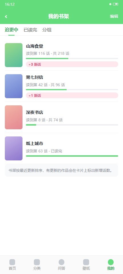 香香腐宅的我的书架页面
